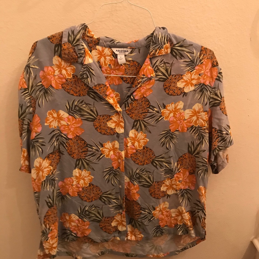 Juniors Boxy Patterned Button-down